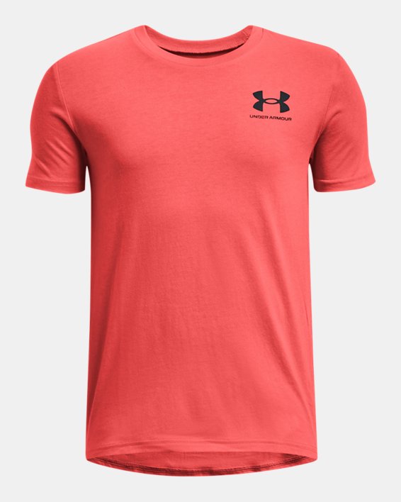 Boys' UA Sportstyle Left Chest Short Sleeve in Red image number 0